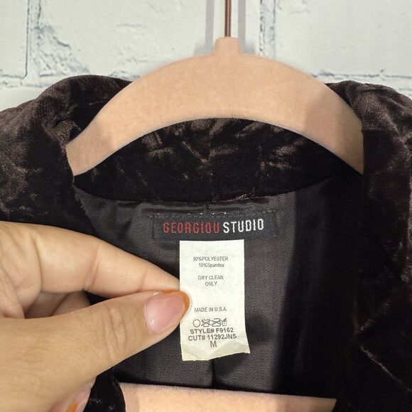 Vintage Y2K Brown Blazer Women Medium Waist Fit Velvet Whimsigoth Coquette Jacke - Picture 3 of 8